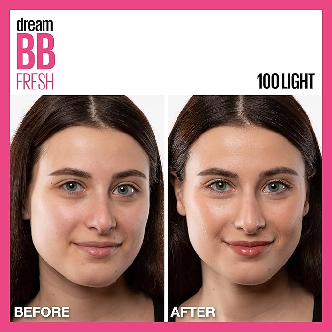 Maybelline Dream Fresh Skin Hydrating BB cream, 8-in-1 Skin Perfecting Beauty Balm with Broad Spectrum SPF 30, Sheer Tint Coverage, Oil-Free, Light, 1 Fl Oz-Velvo Beauty