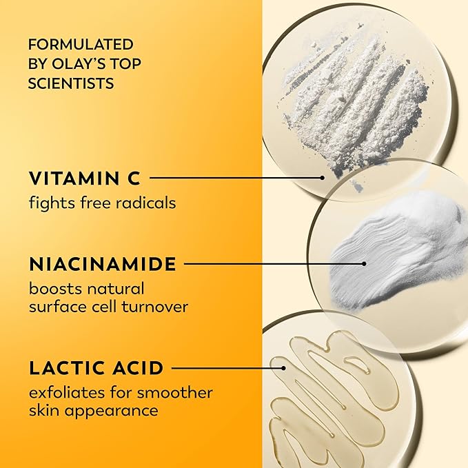 Olay Vitamin C Face Moisturizer, Brightening Cream for Women, Instant Hydration, Evens Tone, Dark Spot & Hyperpigmentation Reduction, Glowing Skin Care - Niaciniamide, Lactic Acid, 1.7 Oz-Velvo Beauty