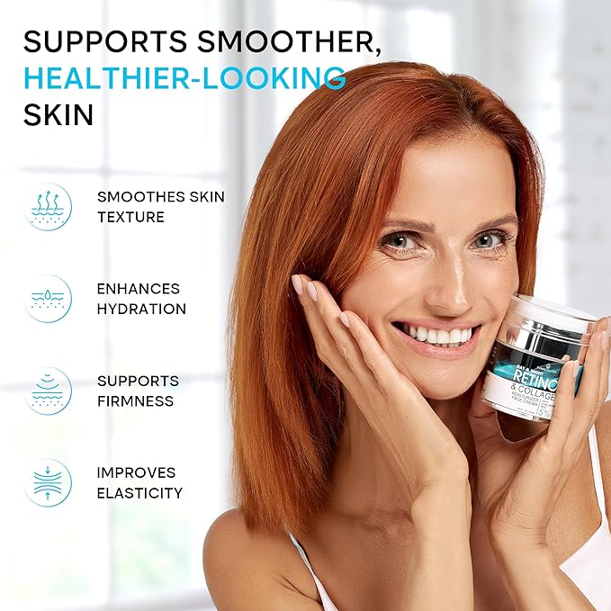 Face Moisturizer Retinol Cream, Anti Aging Neck Firming Cream, Collagen Day & Night Face Cream with Hyaluronic Acid for Women & Men, 1.85 Fl Oz-Velvo Beauty