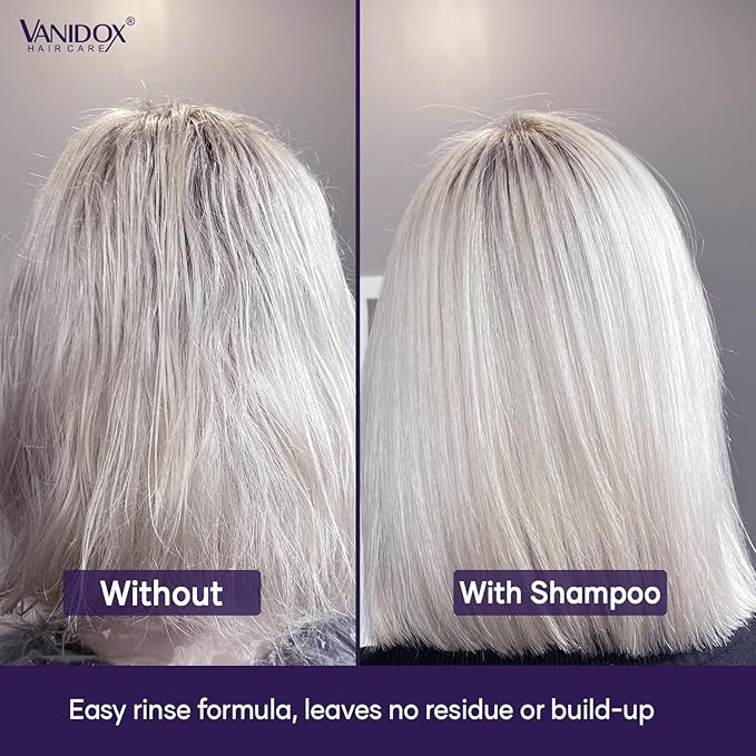 Brass Toning Purple Shampoo for Grey and Silver Hair, Infused with Purple Pigment, Sulfate Free Shampoo for Gray and Silver Hair (16 fl oz)-Velvo Beauty