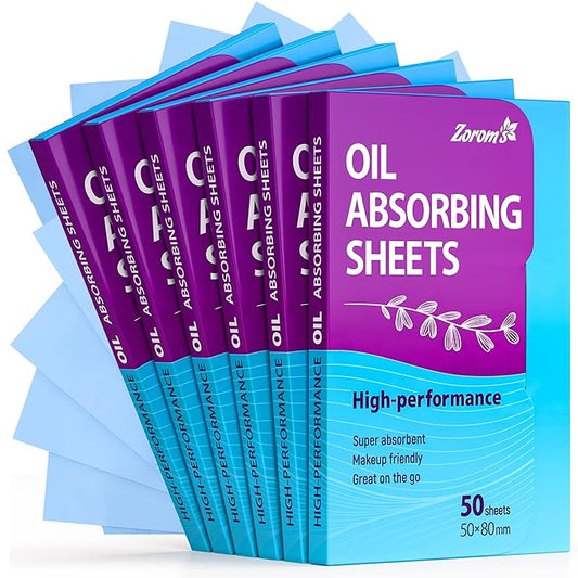 Premium Oil Absorbing Sheets for Face - 6 pack (300 sheets) - Makeup Friendly Oil Blotting Sheets for Face - Blotting Papers for Face with Oily Skin-Velvo Beauty