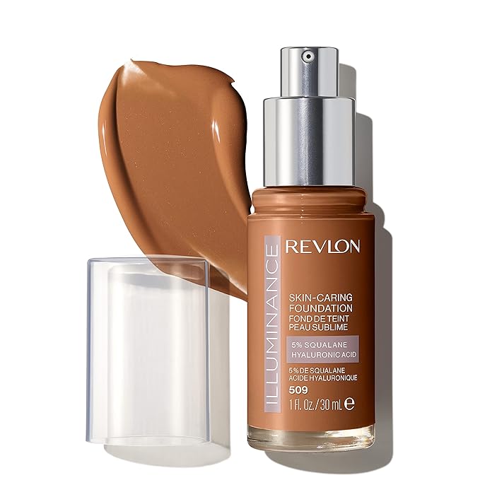 Revlon Illuminance Skin-Caring Liquid Foundation, Hyaluronic Acid, Hydrating and Nourishing Formula with Medium Coverage, 509 Sandalwood (Pack of 1)-Velvo Beauty