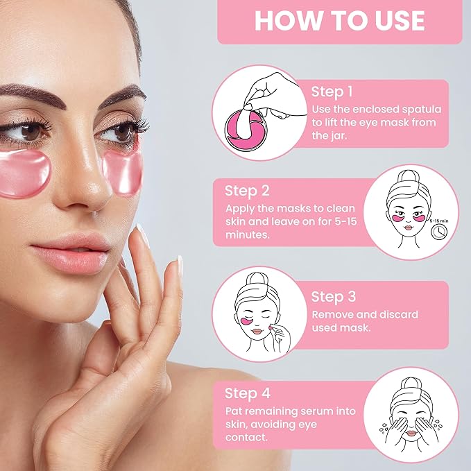 Under Eye Mask Under Eye Gels with Irish Sea Moss Bulgarian Rose and Hyaluronic Acid 60 Eye Gels (30 Pairs) Eye Masks for Men and Women-Velvo Beauty