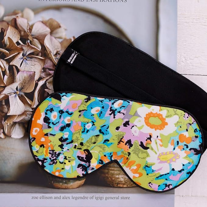 100% Pure Silk Eye Mask Sleep Eye Mask Eye Cover Eyeshade Sleeping Eye Mask Printed Colors (#17)-Velvo Beauty