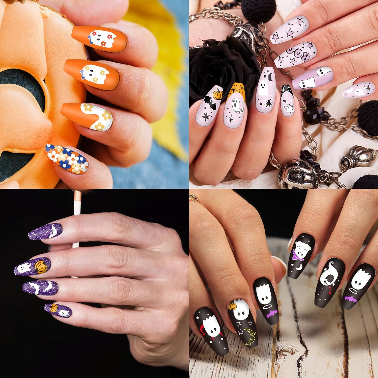 Whaline 6Pcs Halloween Nail Plates Stamping Set Pumpkin Ghost Skull Stamp Templates Nail Art Plates for DIY Print Manicure Salon Design Gift-Velvo Beauty