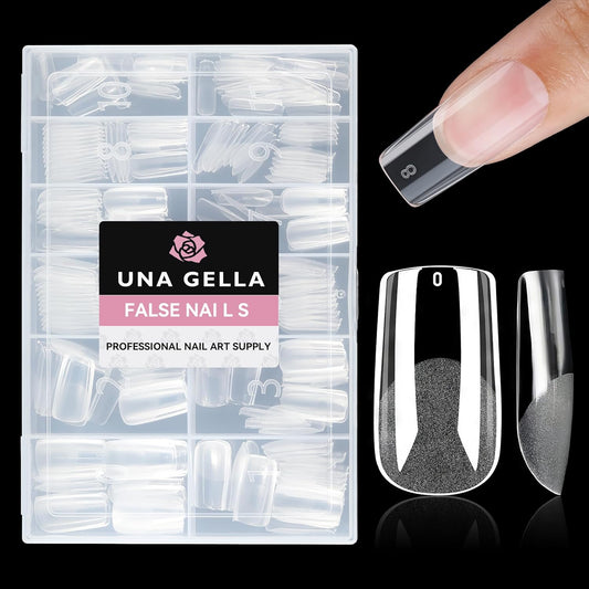 UNA GELLA Medium Square Gel Nail Tips Half Matte 312pcs Medium Square Gel Nails Full Cover False Acrylic Nails Tips for Press On Nails DIY Art Salon Nail Extensions, 12 Sizes-Velvo Beauty