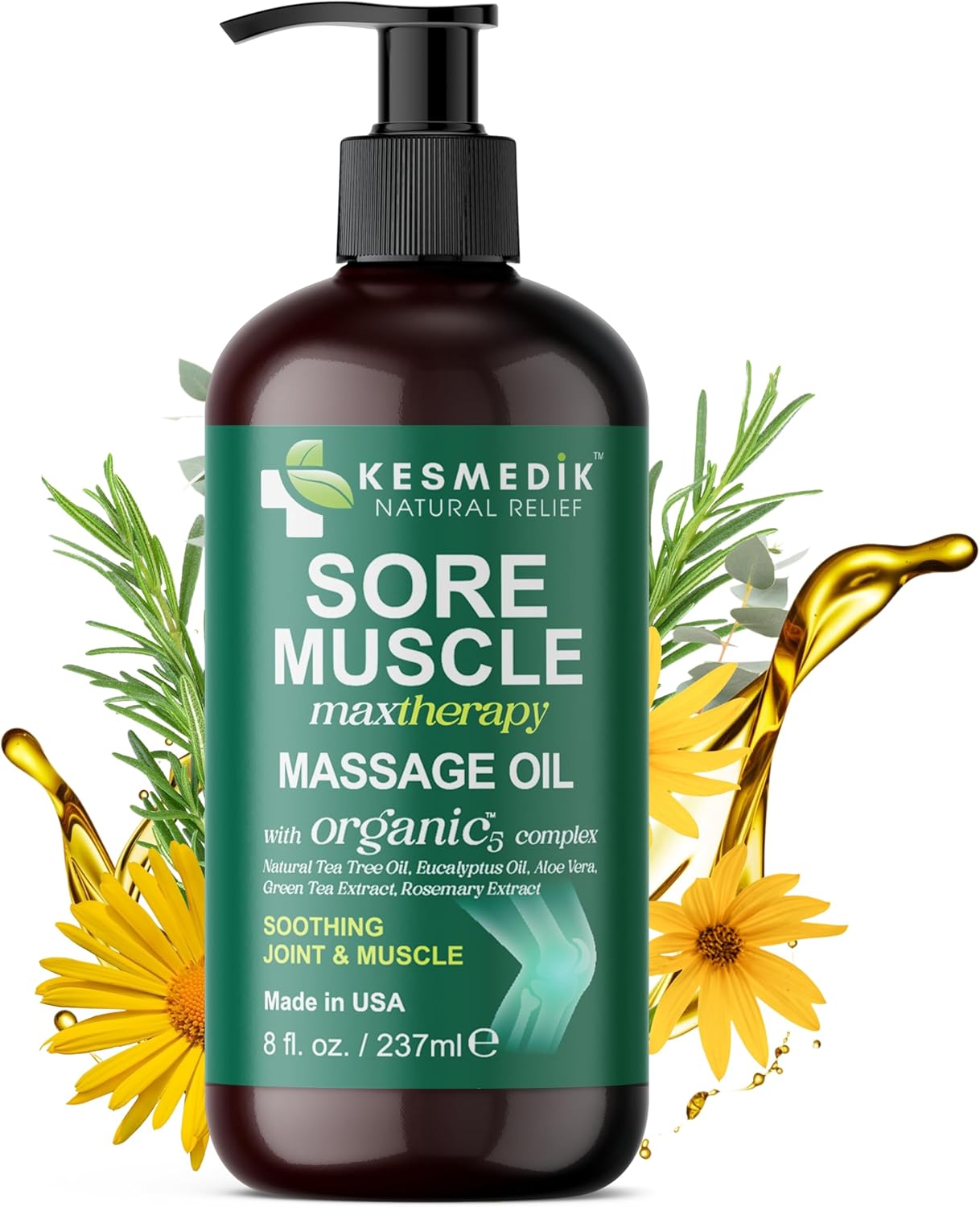Sore Muscle Massage Oil for Massage Therapy with Arnica, Eucalyptus & Tea Tree Oil Blend for Deep Muscle Relief, Recovery, Softens Skin & Anti-Cellulite Massage for Professional & Home Use.-Velvo Beauty