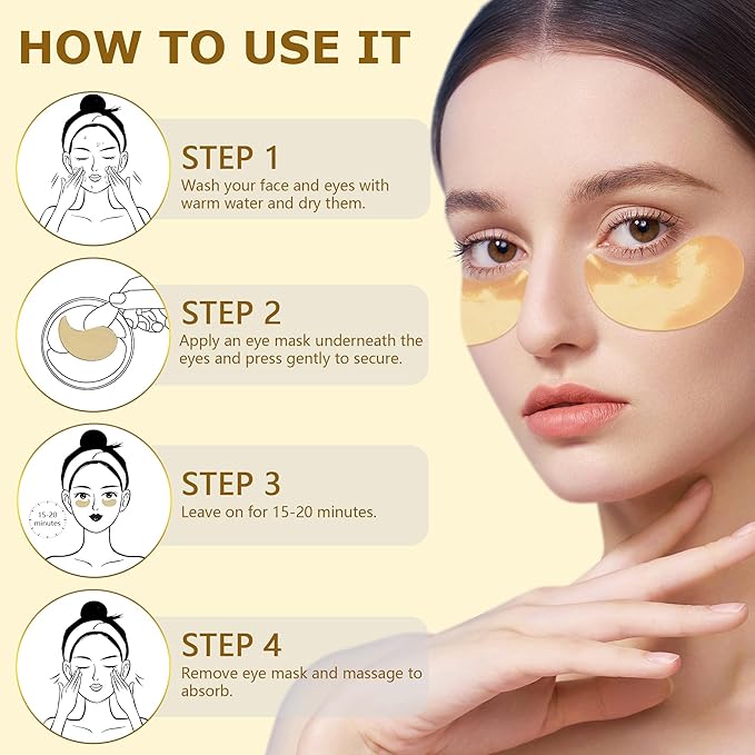 COSMETIC |24k Gold Vitality-Fill Hydra-Gel Eye Patches | Anti-Aging Under-Eye Patches, Help Boosting Lift & Firm the Look of the Eye Area-Velvo Beauty