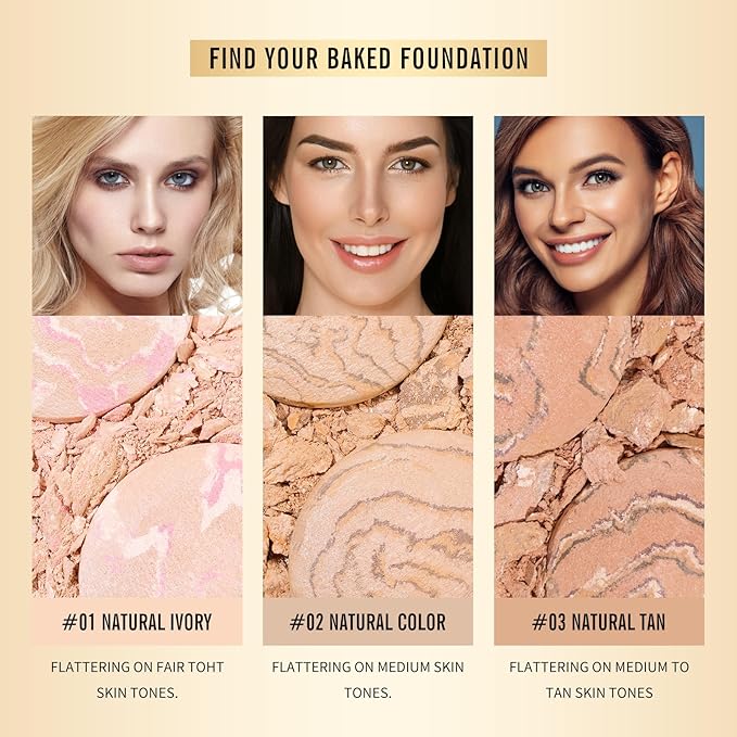 KIMUSE Lighting Glow Baked Foundation, Brighten Color, Color Corrector, Buildable Coverage, Lightweight Powder Foundation, Radiant Natural Finish-Velvo Beauty