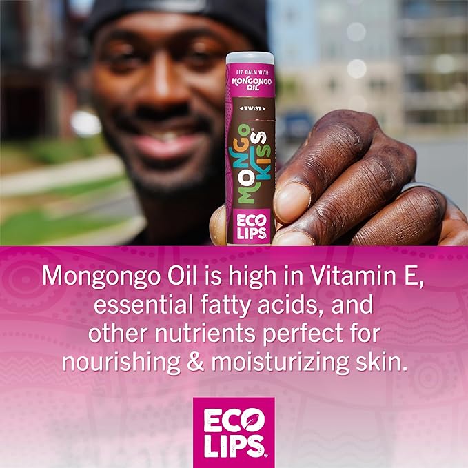 Eco Lips Mongo Kiss Organic Lip Balm 4 Pack Peppermint, Pomegranate, Vanilla Honey, Black Cherry - 100 Percent USDA Organic - Soothe, Moisturize Dry, Cracked and Chapped Lips - Made in USA-Velvo Beauty