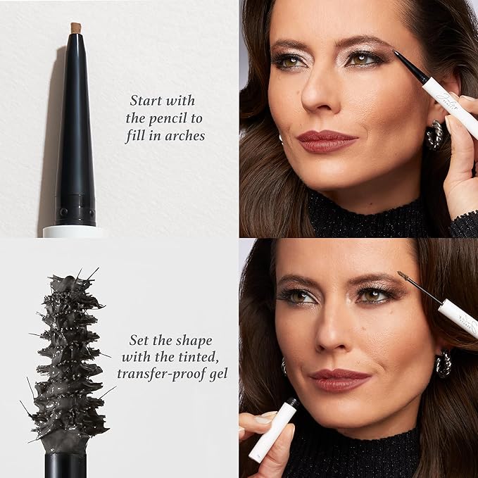 Julep Brow 101 Sculpting Pencil & Tinted Brow Gel Set - Dual-Ended Eyebrow Tool with Brush and Precision Tip - Long-Lasting, Waterproof Formula for Perfectly Defined and Tinted Brows -Dark Brown-Velvo Beauty
