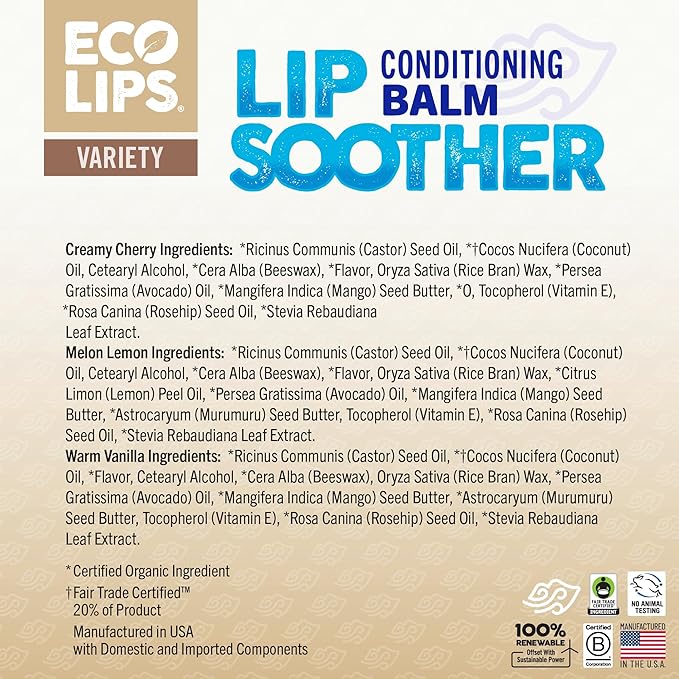 Conditioning Lip Soother Lip Balm with Murumuru Butter and Mango Butter for Deep Conditioning, Variety 3-pack-Velvo Beauty