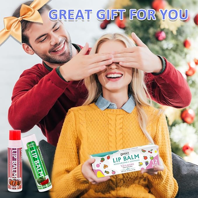 Dmsky Lip Balm 12 Pack, Colorful Lip Balm Bulk with Vitamin E and Coconut Oi, Hydrating Moisturizing Lip Balm Set for Men Women- 12 Flavors-Velvo Beauty