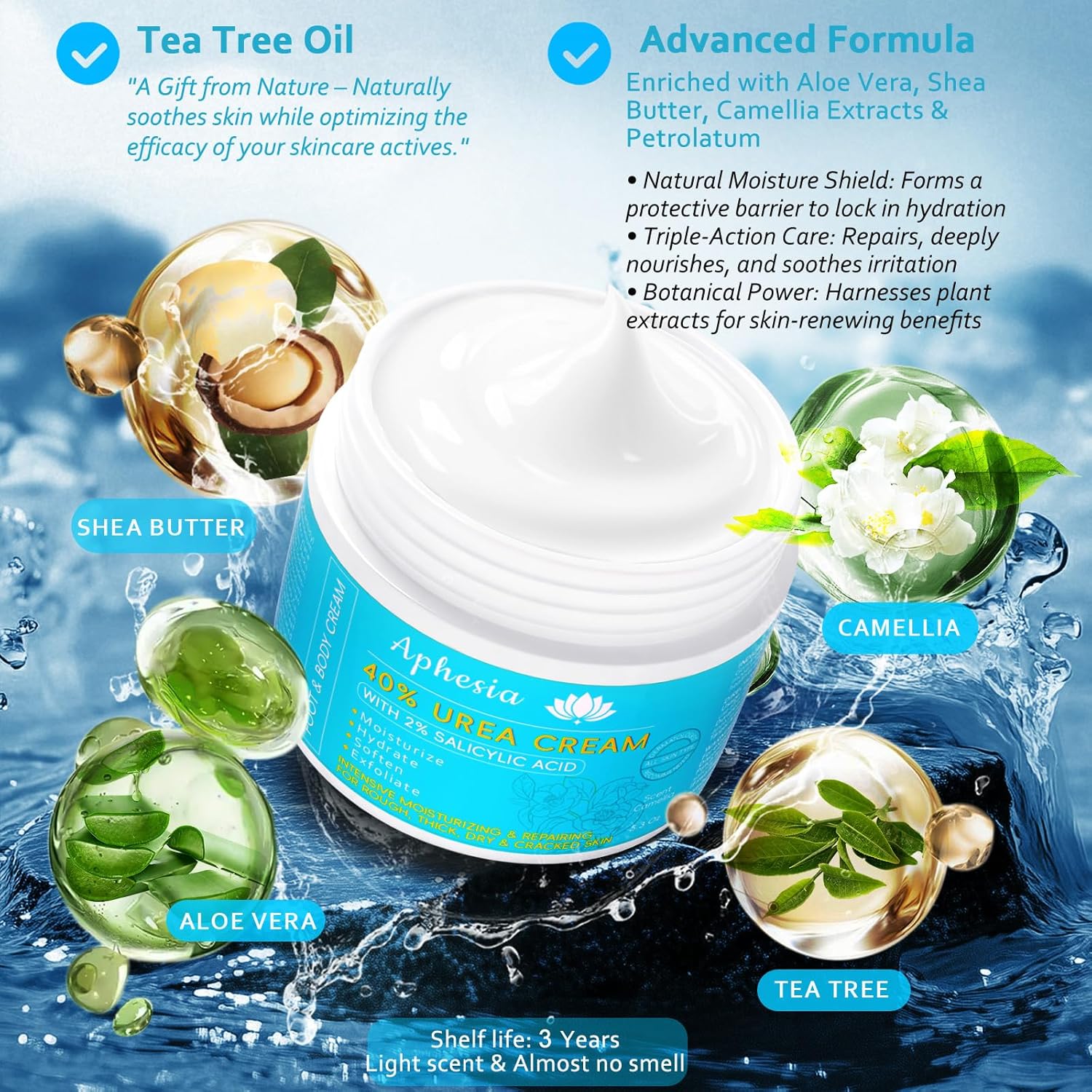 Urea Cream 40 Percent For Feet Maximum Strength - plus Salicylic Acid 2% Foot Cream For Dry Cracked Heels Feet Knees - Dead Skin Cuticle Callus Remover Toenail Softener-Velvo Beauty