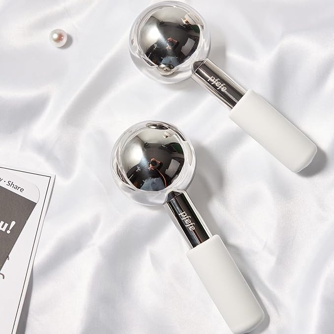 Ice Globes for Face & Eyes, Unbreakable Stainless Steel Cryo Sticks for Beauty Routines, Facials Cold Roller Cooling Globes for Puffiness, Wrinkles, Dark Circles, Headaches-Velvo Beauty