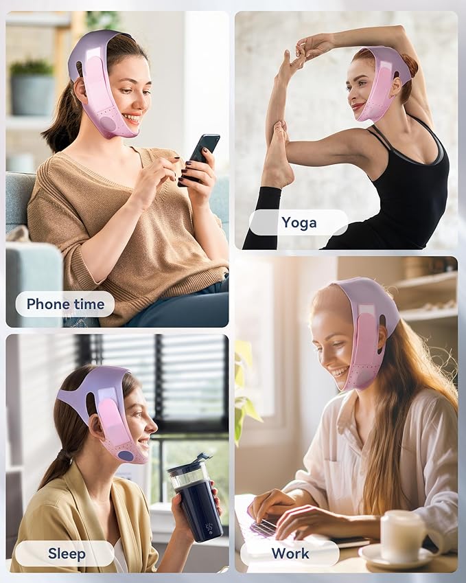 V-Line Sculpting Face Mask – Silicone Chin Strap for Jawline Tightening & Double Chin Reduction (23-27 Inches) (BLUSH)-Velvo Beauty