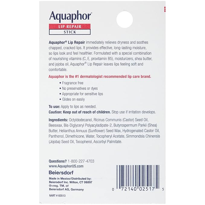 Aquaphor Lip Repair Stick - Soothes Dry Chapped Lips - 0.17 Ounce (Pack of 4)-Velvo Beauty