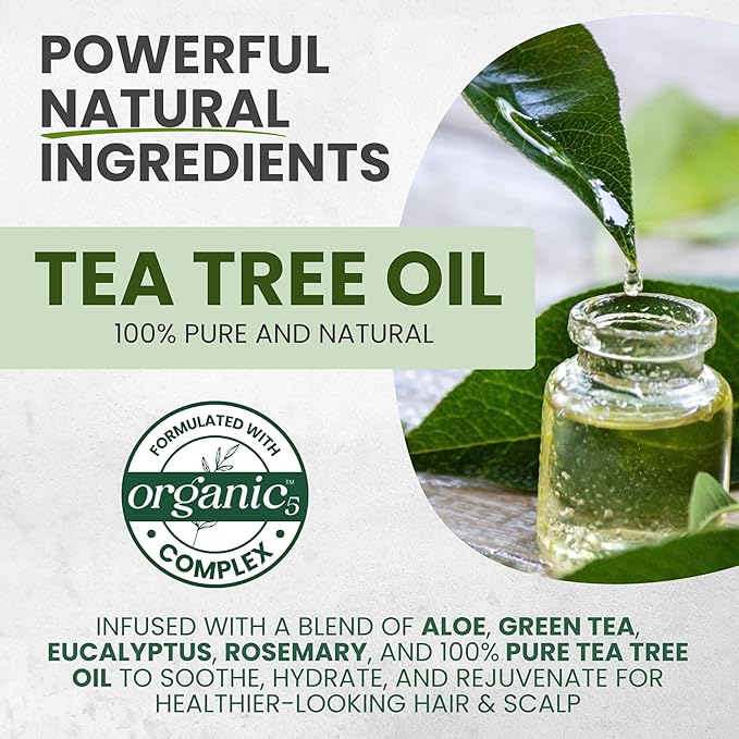 Tea Tree Oil Shampoo MaxTherapy, Itchy Scalp Relief, Refreshes & Cleanses Dandruff & Buildup, Clarifying for Oily Hair, Women & Men, 16 fl oz-Velvo Beauty