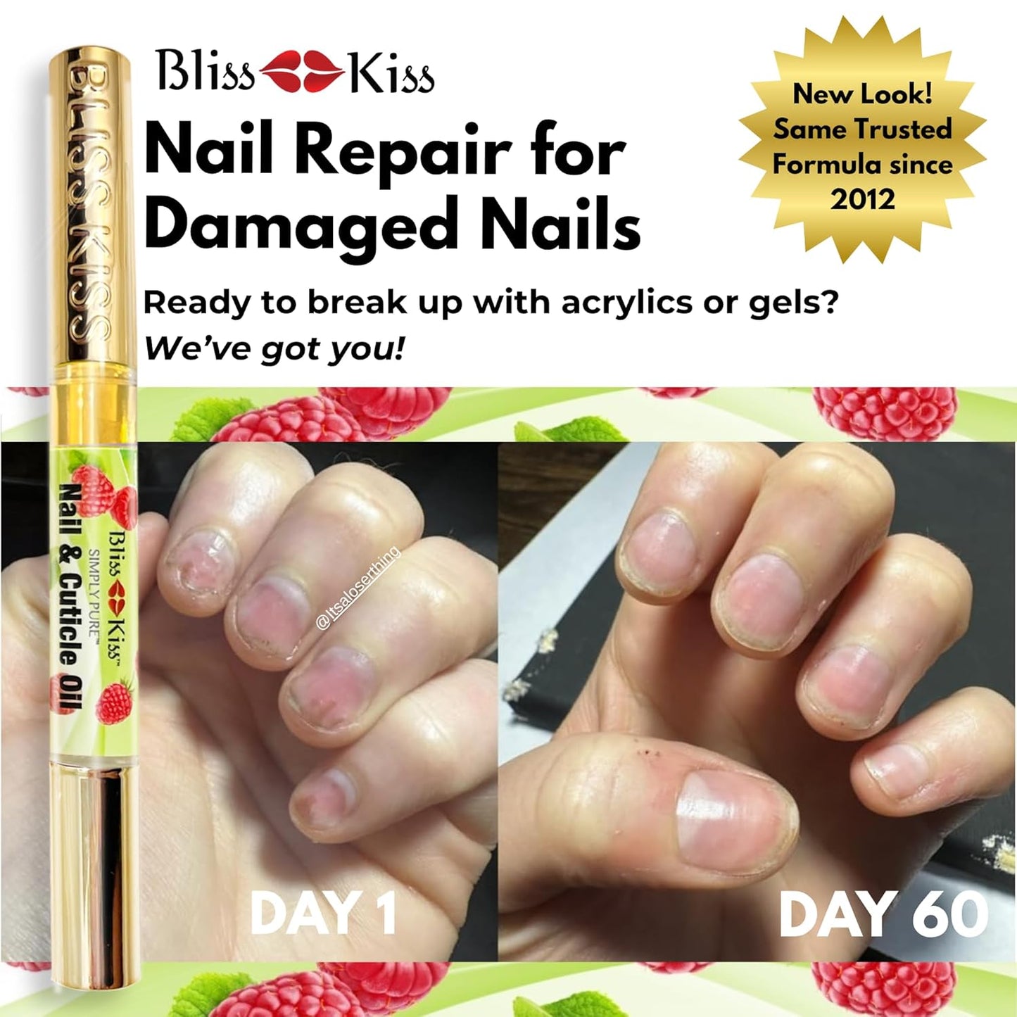 Bliss Kiss | 4 Juicy Raspberry | Oil Cuticle Pen w/Vitamin E & Jojoba⏤Nail Strengthener Nail Growth Serum for Brittle Peeling Breaking Thin Nails-Velvo Beauty