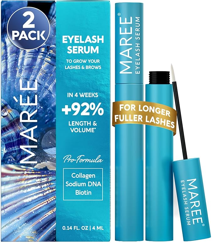 MAREE Eyelash Serum To Grow Lashes & Brows 2 Pack - Eye Lash Serum for Eyelash Growth Without Prostaglandin - Rapid Enhancing Lash Growth Eyebrow Boost Oil - Sérum De Pestañas Suero Para Pestañas-Velvo Beauty