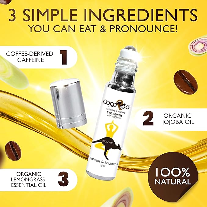 Caffeinated Eye Serum, Nutrient-Dense, 100% Pure, Natural & Vegan (Lemongrass)-Velvo Beauty