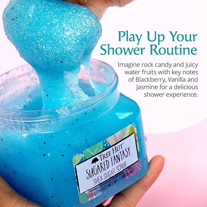 Tree Hut Sugared Fantasy Shea Sugar Scrub | Exfoliating Body Scrub Removes Dead, Dry Skin for a Soft & Hydrated Feel | Nourishing Essential Body Care | 18 fl oz.-Velvo Beauty