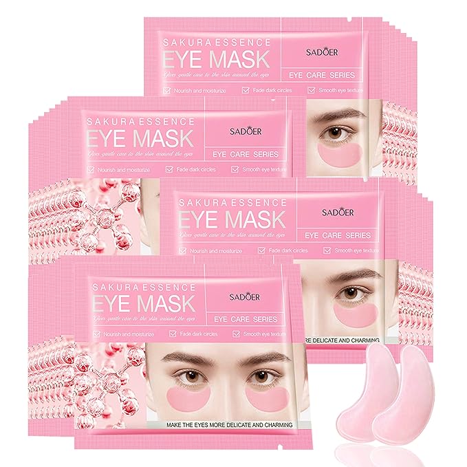Under Eye Patches -30 Pairs Sakura Essence Eye Mask for Puffy Eyes,Reducing Dark Circles,Anti-Aging & Refreshing, Collagen Eye Mask for Moisturizing,Sakura Pink-Velvo Beauty
