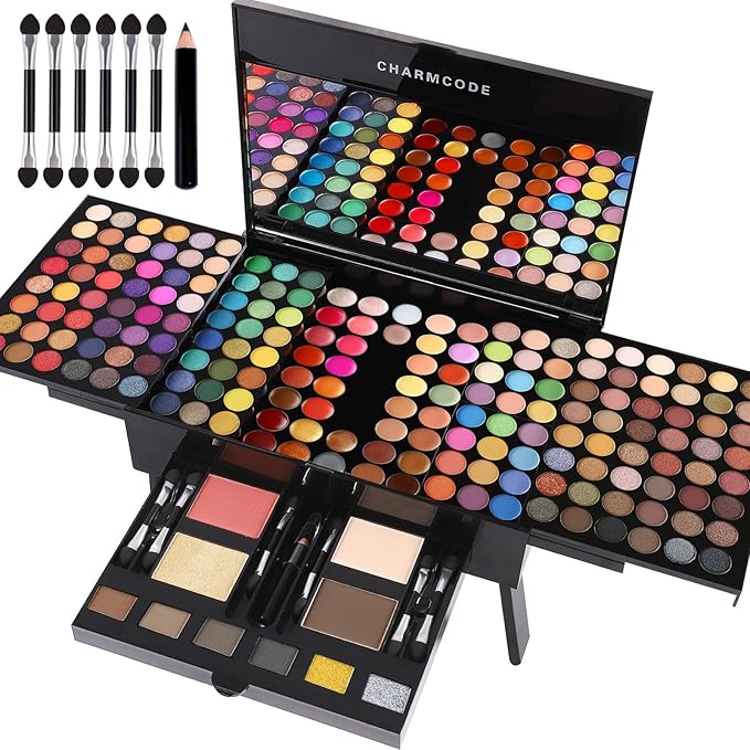 CHARMCODE 190 Colors Cosmetic Make up Palette Set Kit Combination with Eyeshadow Facial Blusher Eyebrow Powder Face Concealer Powder Eyeliner Pencil A Mirror All-in-One Makeup Gift Sets For Women-Velvo Beauty