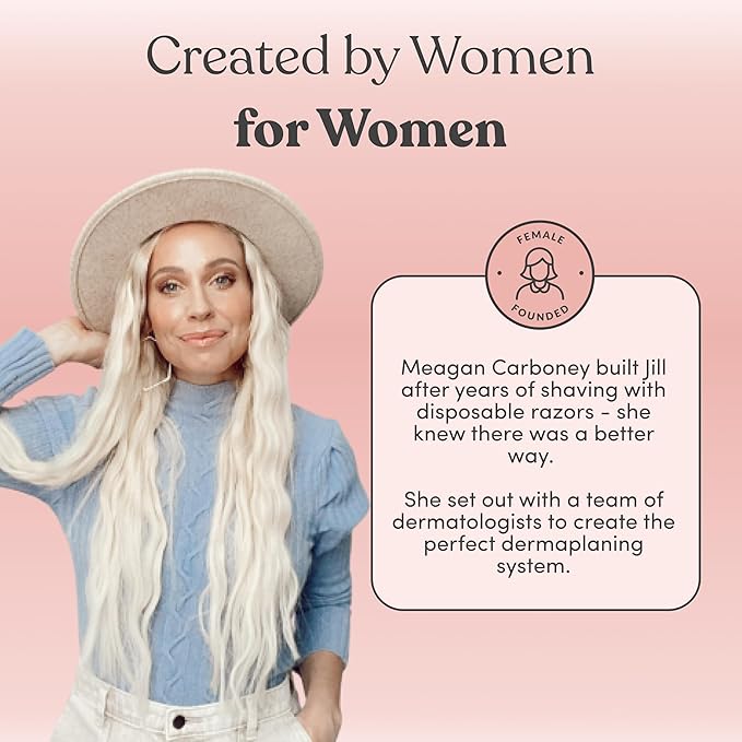 Jill Dermaplane Razor Trial Kit | Facial Hair Removal Dermaplaning Kit Includes 1 Shave Wand, 2 Dermaplane Razors & Cleaning Cloth | Pre-Shave Magic Spray & Wipes Not Included-Velvo Beauty