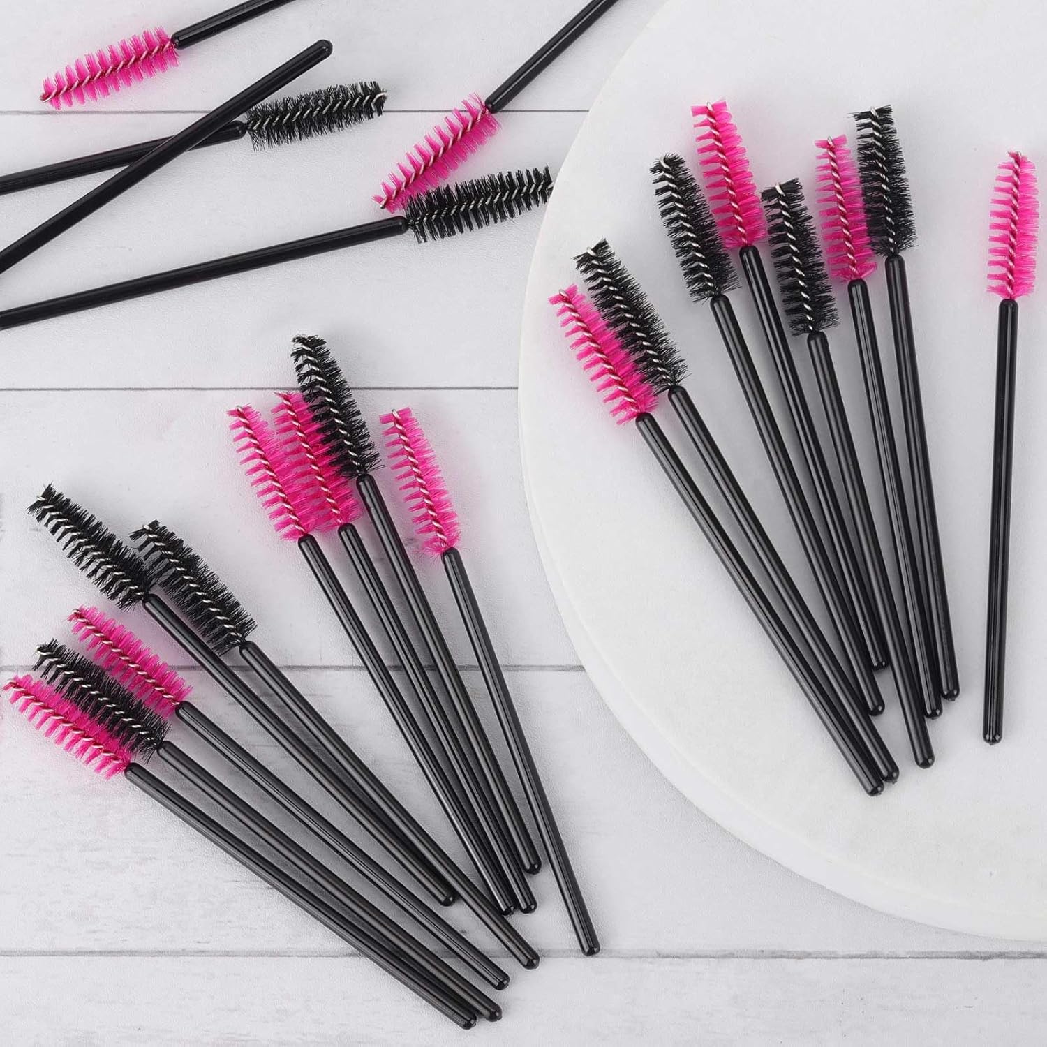 1000 Disposable Mascara Wands Eyelash Brushes Spoolies for Eyebrow Eye Lash Extension Black and Rose Red-Velvo Beauty