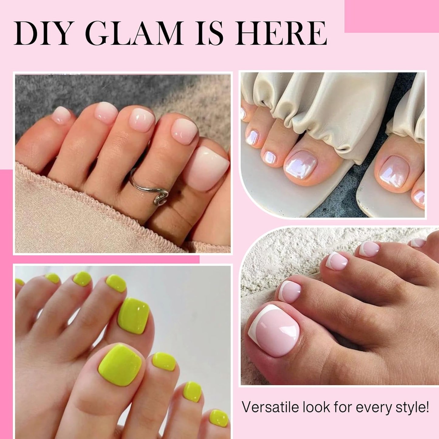 Square Toe Nail Tips, 240pcs Press On Toenails for Women Full Matte Wider Toe Nail Tips, 12 Size Full Cover Short Fake Toenail for Big Toe Nail Extensions Home DIY Nail Salon Soak Off-Velvo Beauty