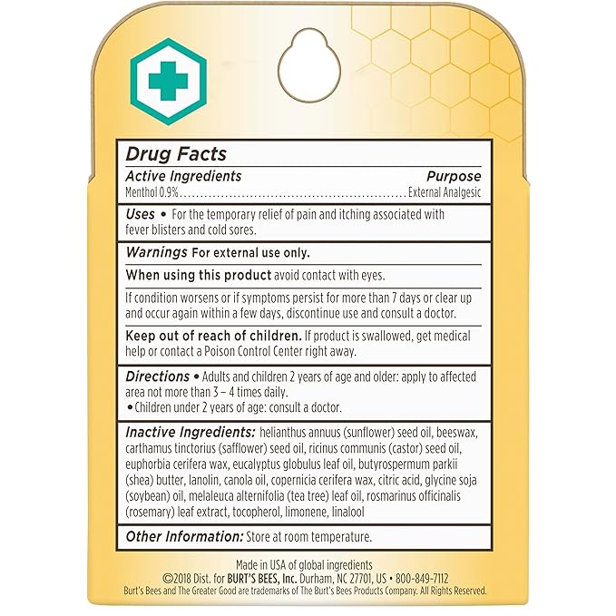 Burt's Bees Medicated Lip Balm, With Eucalyptus Oil and Menthol, Tint-Free, Natural Origin Lip Care, 4 Tubes, 0.15 oz.-Velvo Beauty