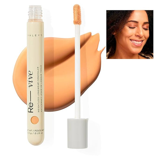 HALEYS Weightless Longwear Concealer (Tan - Warm), Re-vive, Medium to Full Coverage, Gripping Concealer, Fast-setting, All-Day Wear, Spot Concealing, Brightens, Streak-free, Light-diffusing, V+CF-Velvo Beauty