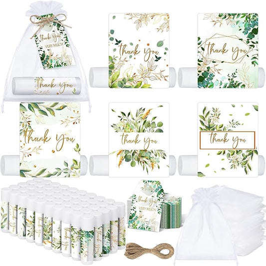 50 Set Employee Appreciation Gifts Bulk Baby Shower Favors Lip Balms Bulk Thank You Gifts Wedding Bridal Shower Bachelorette Gifts Prizes for Guests Women Teacher Coworker Nurse(Eucalyptus)-Velvo Beauty