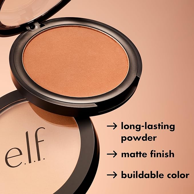 e.l.f. Primer-Infused Bronzer, Long-Lasting, Lightweight & Buildable Powder Bronzer, Delivers A Matte Finish, Vegan & Cruelty-Free, Sun-Soaked-Velvo Beauty