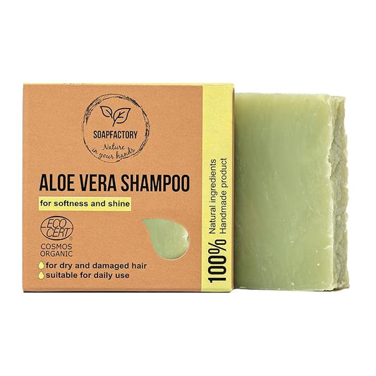 SoapFactory Organic Solid Shampoo Bar for thinning Hair, Hair Soap with Aloe Vera for Men and Women, 100% Natural, Vegan, Handmade, Plastic Free, 3 ounce-Velvo Beauty
