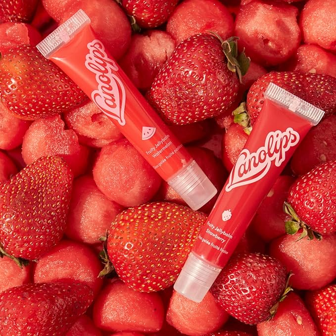 Lanolips Fruity Jellybalm, Strawberry - Tinted Lip Balm to Deepen, Brighten & Enhance - Moisturizing Lanolin Lip Balm & Lip Gloss for Everyday Lip Care (10g / 0.35oz)-Velvo Beauty