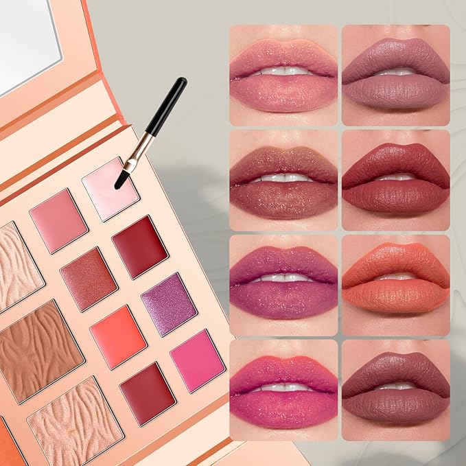 Color Nymph Makeup Kit for Women, All In One Notebook Makeup Palette Set With Mirror for Girls Includes 24 C Eyeshadow Palette,Lipgloss,Face Powder,Blushes (Orange)-Velvo Beauty