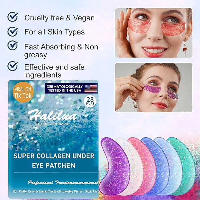 [ 28 Pairs ] Under Eye Patches, Eye Gel Mask for Puffy Eyes and Dark Circles with Natural Marine Collagen Reduce Wrinkles Anti-Aging Face Eye Skin Care Mask for Face,Puffiness, Eye Bags and Wrinkles-Velvo Beauty