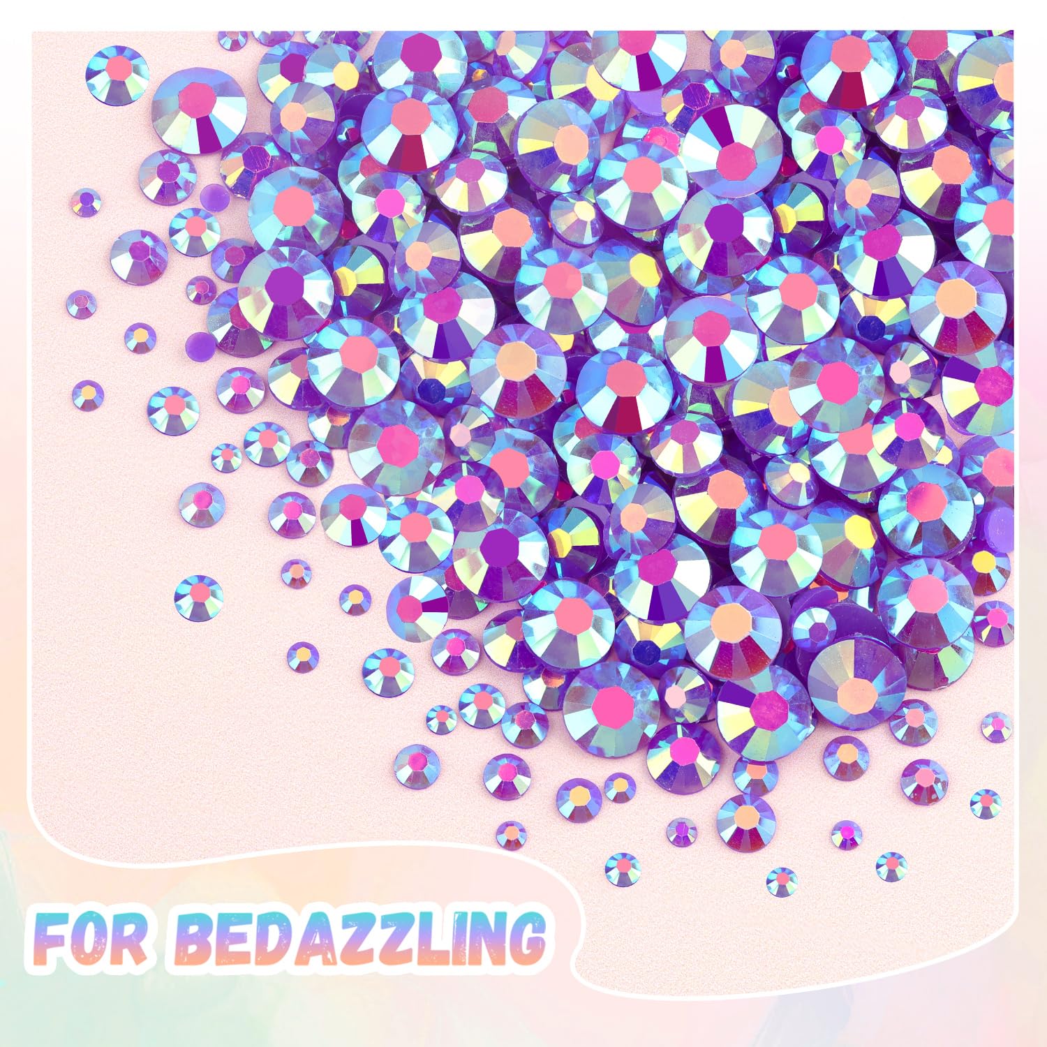 25000Pcs Resin Jelly Rhinestones with Tweezers for Crafting, 2-6mm Mixed Sizes (Dark Purple AB) Non Hotfix Flatback Gems, Bedazzling Crystal for DIY Crafts Clothing Tumblers Mugs Shoes Decor Nail Art-Velvo Beauty