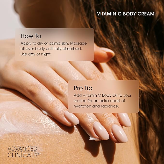 Advanced Clinicals Vitamin C Cream Face & Body Lotion Moisturizer | Anti Aging Skin Care Firming & Brightening Cream For Body, Face, Uneven Skin Tone, Wrinkles, & Sun Damaged Dry Skin, 16 Oz-Velvo Beauty