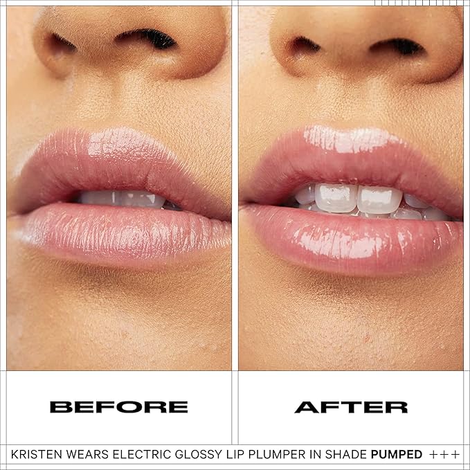 Milk Makeup Electric Glossy Lip Plumper, Pumped (Clear) - 0.3 fl oz - Hydrating Lip Plumper Gloss for Fuller, Smoother, Soft Lips - Vegan, Cruelty Free-Velvo Beauty