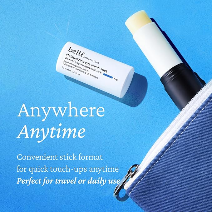 belif Moisturizing Eye Bomb Stick Eye Balm Firms and Reduces Fine Lines & Wrinkles | Radiant Eyes | with Shea Butter & Firming Oil Complex for Hydration & Elasticity | K-Beauty-Velvo Beauty