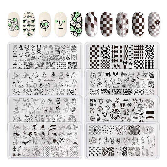 MR.FOX Nail Stamping Plate Set, 8Pcs Nail Art Stamp Kit Templates for Women with Plenty of Images-Velvo Beauty