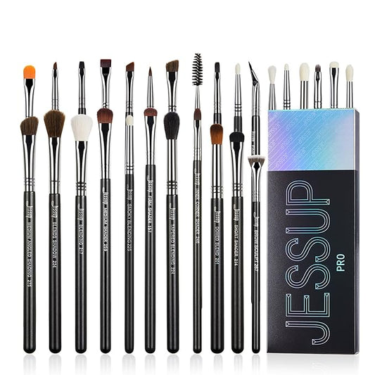Jessup Eye Makeup Brushes Set Professonal 28pcs Premium Synthetic Eyeshadow Brush Eyeliner Brush Eyebrow Brush Blending Brush for Makeup Black T341-Velvo Beauty