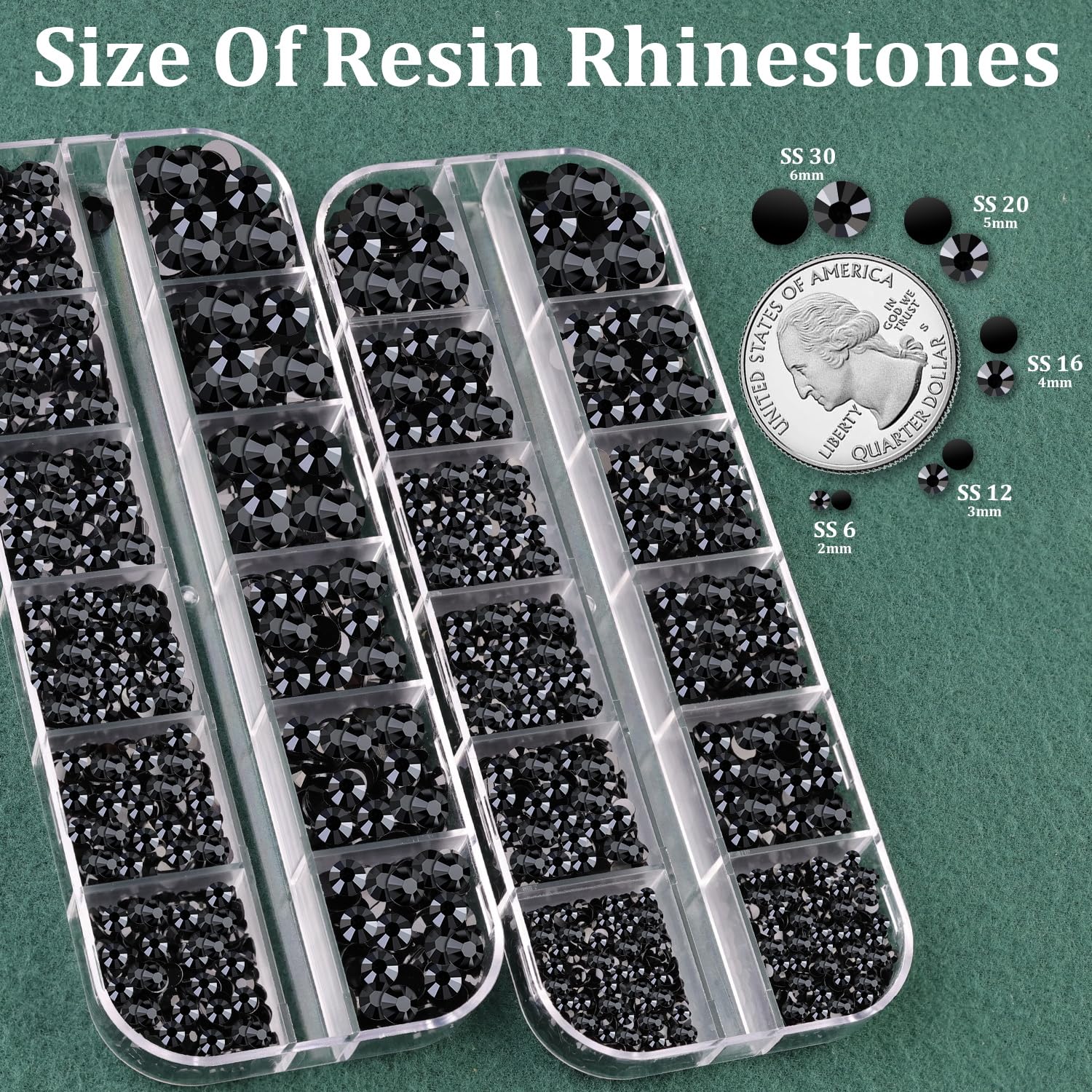 Resin Rhinestones for Crafting with B7000 Jewelry Glue, 2 Boxes Black Flatback Crystals with 3Pcs 10ml Glue for Bedazzling Crafts DIY Nail Art Makeup，Non Hotfix Gems for Clothing Shoes-Velvo Beauty