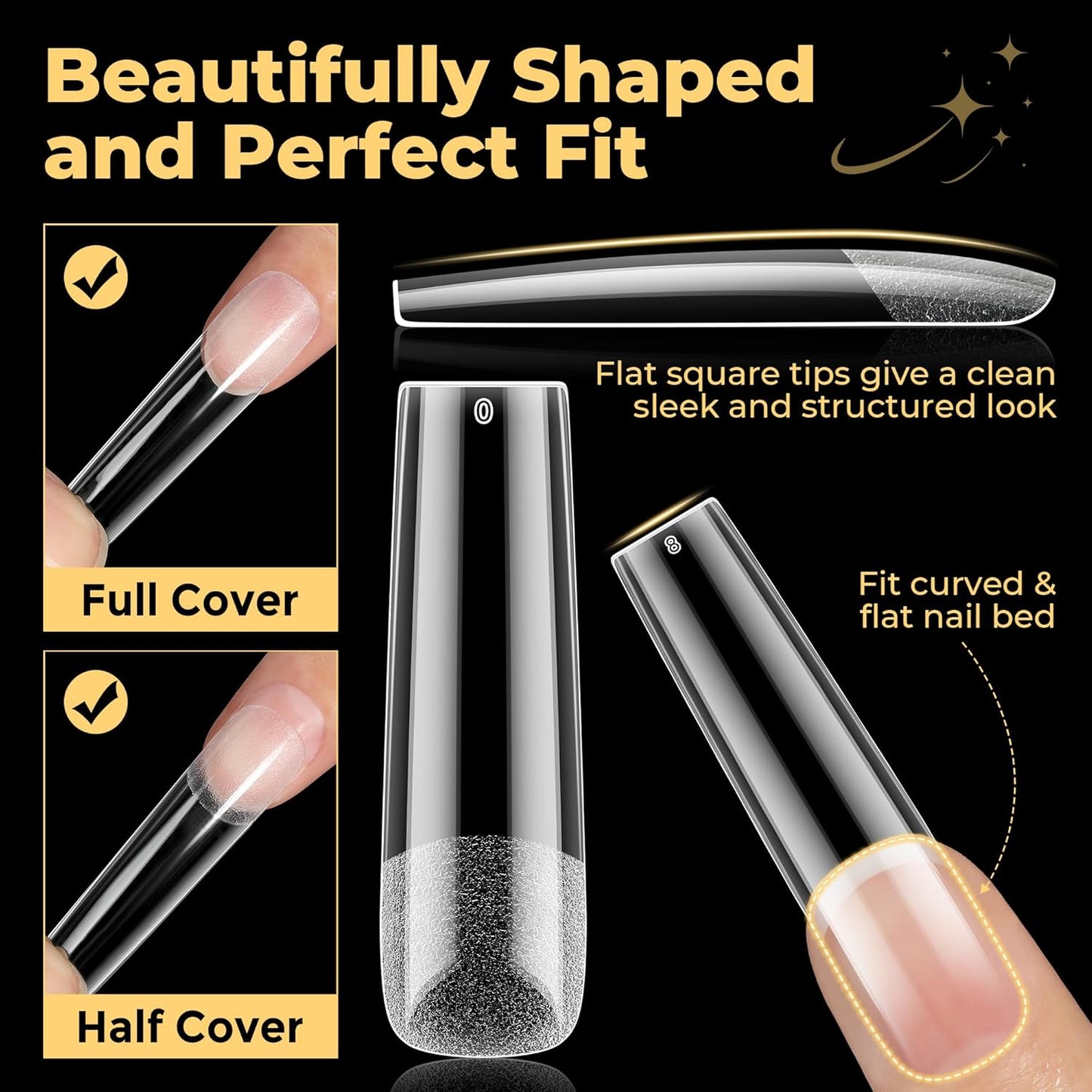 UNA GELLA Extra Long Tapered Sqaure Nail Tips, No C Curve Pre-file 120Pcs Square Press on Nails XXL Long Square Gel Nail Tips Full Cover Acrylic Straight for Nails Extension Art DIY Salon 12 Sizes-Velvo Beauty