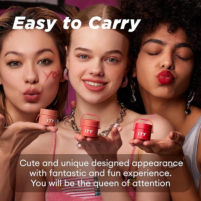 ITY Velvet Matte Finish Lip Stain-Mousse Textured Pudding Pot Lip Clay, Red Shade, Dual-Use as Lipstick and Blush, Conceals Lip Lines, Rich Pigment, 0.21 oz (6g) in Red Velvet-Velvo Beauty