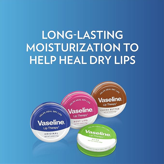 Vaseline Lip Therapy Lip Balm Tin Rosy Lips 0.6 oz 6 Count-Velvo Beauty