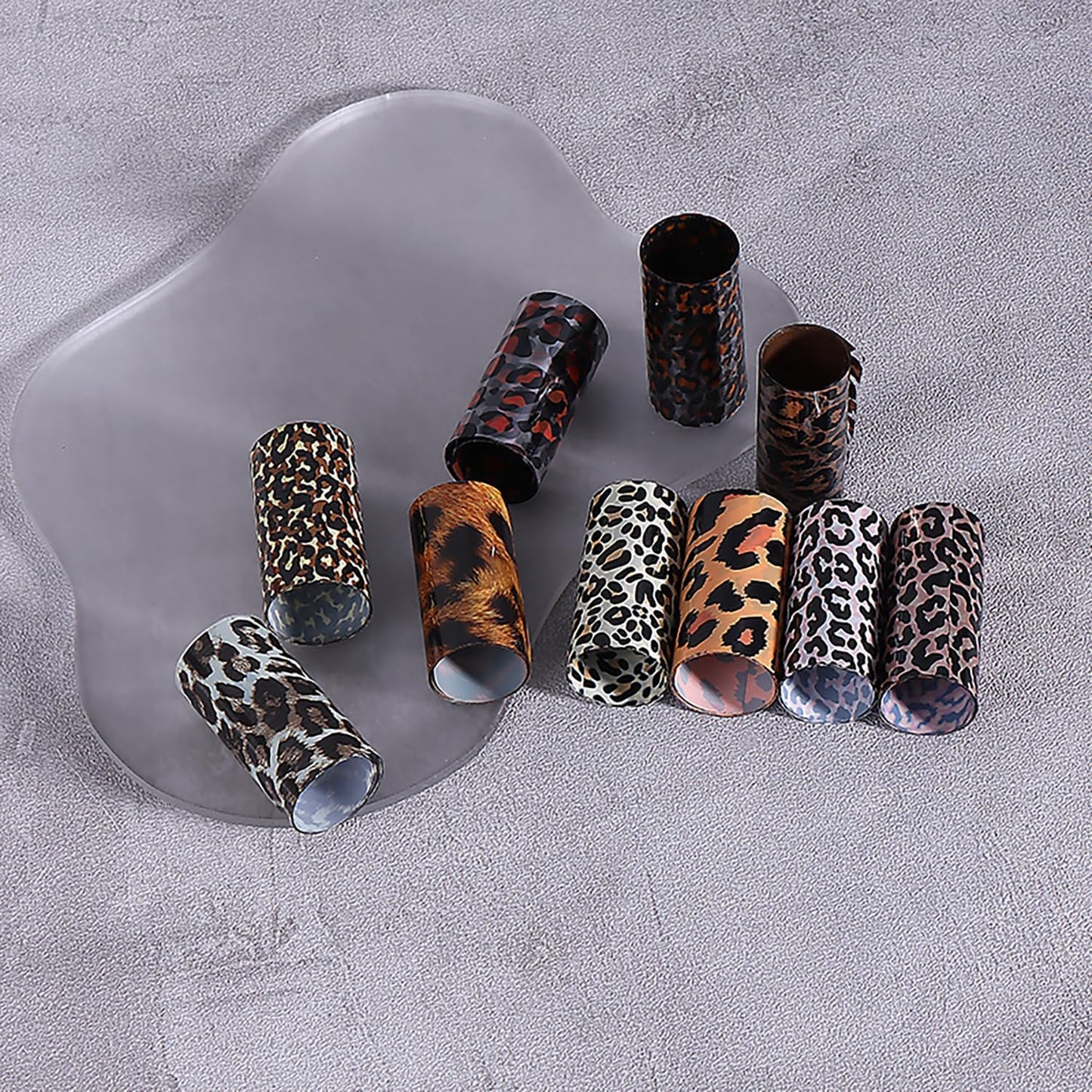 10 Rolls Leopard Print Nail Foil Transfer Stickers Autumn Winter Nails Decoration Self Adhesive Leopard Nail Foils Transfer Nail Art Animal Print Nails Supplies for Women DIY Manicure Accessories-Velvo Beauty